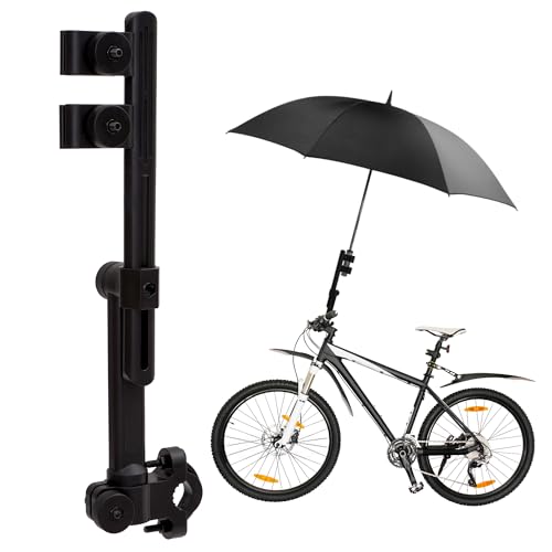 Tcatec 雨具 自転車 傘ホルダー ライディング用 傘スタンド 折りたたみ伸縮可能 ベビーカー用雨傘固定具 雨の日に傘を差したり日差しを遮ったり紫外線を防いだりするのに適しています 電動自転車やベビーカーなど 黒色 二つ折り
