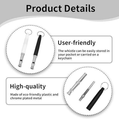 2 Stück Hundepfeife Rütter Rückruf,Hundepfeife Hochfrequenz Lautlos,Erziehungshilfen für Hunde Pfeifen,Hundepfeifen Armband,Trillerpfeife Hund,Metall Dog Whistle mit Schlüsselband(Schwarz und Weiß)