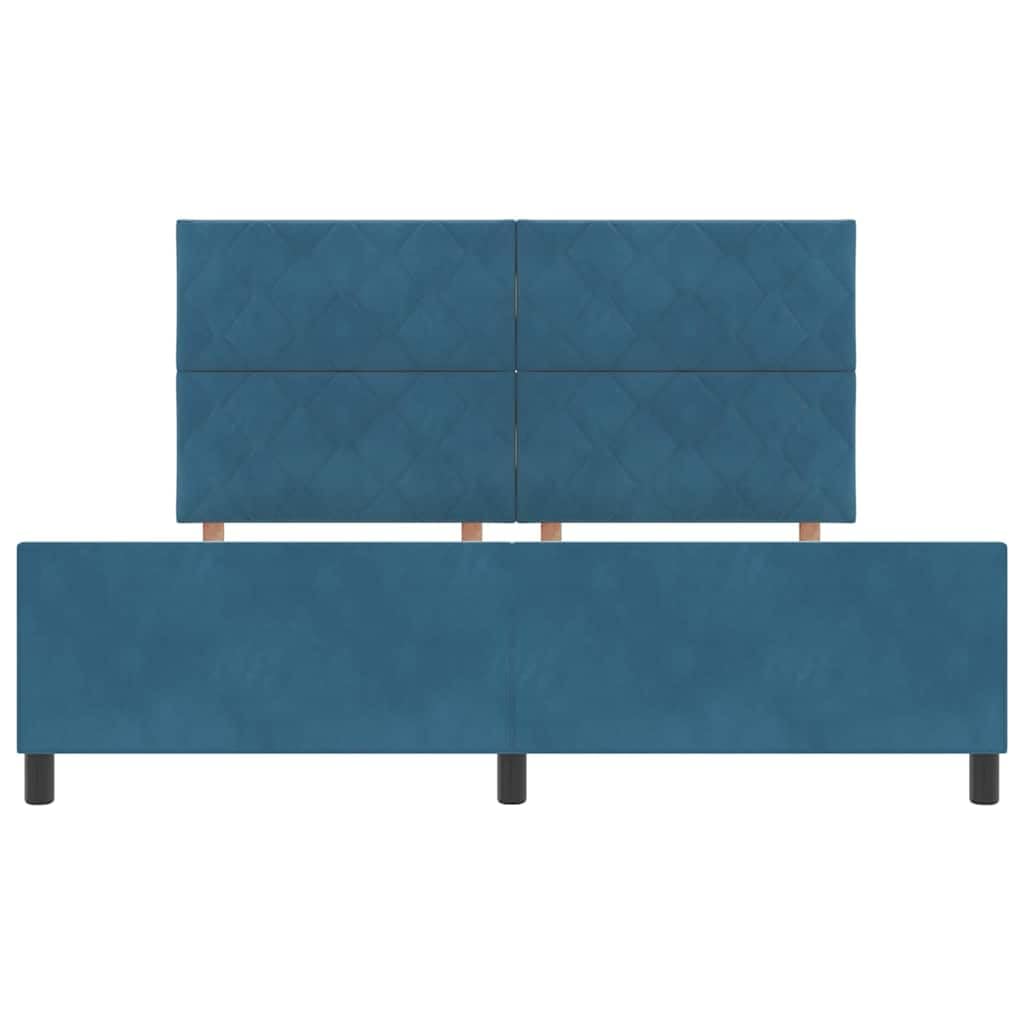 Velluto premium legno massello Modern Box regolabile 180x200 cm Blu scuro