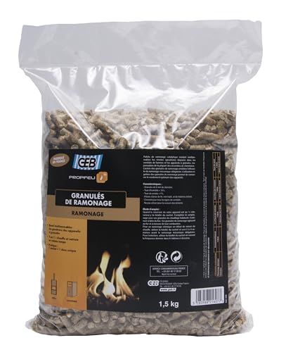 GEB Propfeu granulés pellets pour ramonage Chimique de poêles - Sachet 1,5kg, Beige