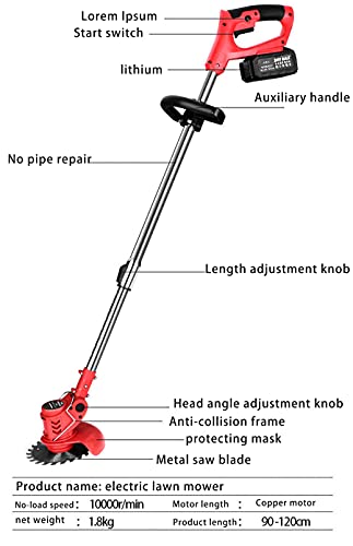 Accu kantentrimmer,Huishoudelijke grasmaaier,oplaadbare elektrische onkruidverdelger, onkruidverdelger Voor buiten,24V - Afbeelding 8