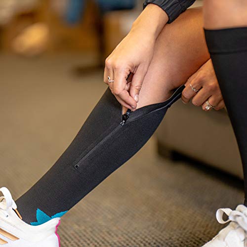 compression socks for men and women - 20-30 mmhg zipper knee high medical compression stockings calf fits up to 16 in - 1 pair perfect for athletic nurses travelers edema circulation pregnancy