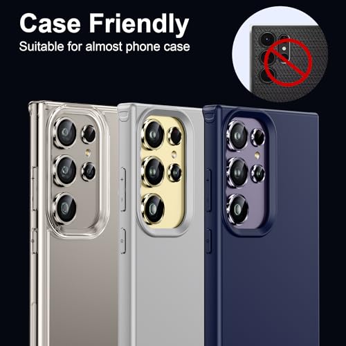 Image of WSKEN for Samsung Galaxy S24 Ultra Camera Lens Protector - Ultra Thin | Case Friendly, 9H Shatterproof Tempered Glass, Anti Scratch Metal Circle, Camera Screen Protector Cover Accessories, Violet