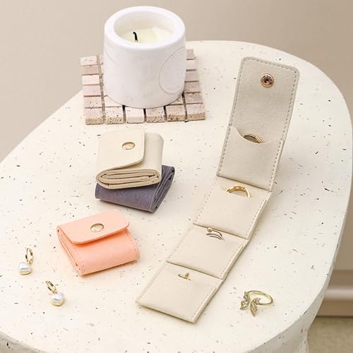 Gosibconp Mini Travel Jewelry Bag, Mini Travel Jewelry Roll Bag, Tinycious Portable Foldable Travel Jewelry Organizer Case with Buckle, For Travel Business Trip Jewelry Pouch for Girls (3pcs)2