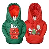 Puffin The Hoodie Bundle Red & Green Snoopy | Beverage Hoodie Cooler for 12 oz and Tall Cans