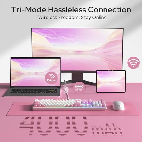 Image of Redragon K762 Wireless Gasket Gaming Keyboard w /Hype Screen & Knob, 104 Keys Mechanical Keyboard, Easy-Control 1.14'' TFT Info Display, 5-Layer Noise Dampening, Round PBT Keycaps, Custom Linear Switch