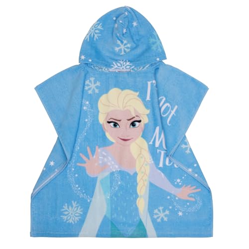 Disney La Reine des Neiges, Elsa, Poncho de Bain Enfant et Ado Serviette de Plage à Capuche 2-3 Ans, Bleu
