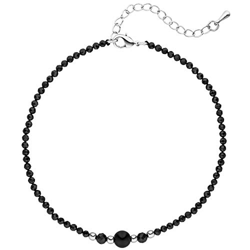 Preisvergleich Produktbild Jobo Damen-Fußkette aus schwarzem Spinell mit Hematin 27 cm
