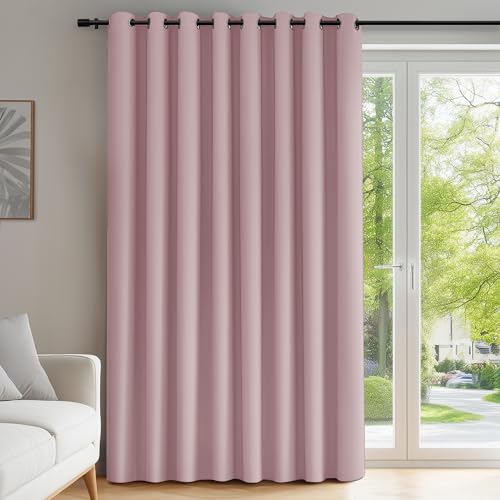 Image of Deconovo Curtains Grommet Top Thermal Insulated Wide Width Curtains for Living Room 100 x 84 Inch Lavender One Panel
