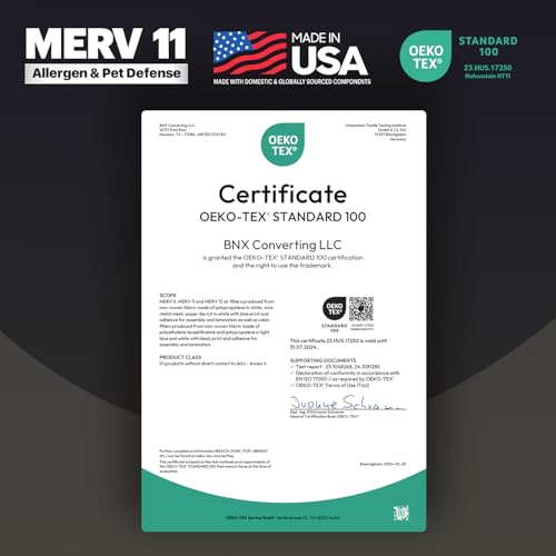 Image of BNX TruFilter 10x10x1 Air Filter MERV 11 (4-Pack) - MADE IN USA - Allergen Defense Electrostatic Pleated Air Conditioner HVAC AC Furnace Filters for Allergies, Dust, Pet, Smoke, Allergy MPR 1200 FPR 7