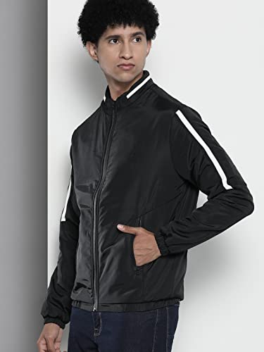 Image of The Indian Garage Co Men Slim Fit Solid Bomber Jackets