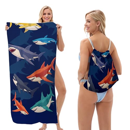 Marypaty Toalla de Playa de Microfibra Antarena, Extra Grande 140x70 cm (55''x28''), Toalla 2 en 1 Ligera y Compacta para Piscina, Camping, Viajes o Natación - Secado Rápido, 3 Diseños (Color C)