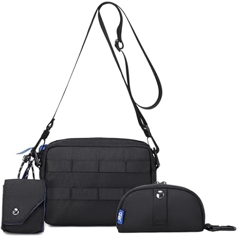 MIRLEWAIY Nylon Men Small Crossbody Shoulder Bag Set Multifunctional Women Mini Messenger Bag Water Resistant Satchel Bag Set for Outdoor Travel Cover