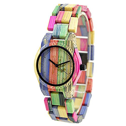 BEWELL Coloré Casual Femmes Montre Naturel Bois Montre Poids-léger Montre à Quartz pour Femmes W105DL
