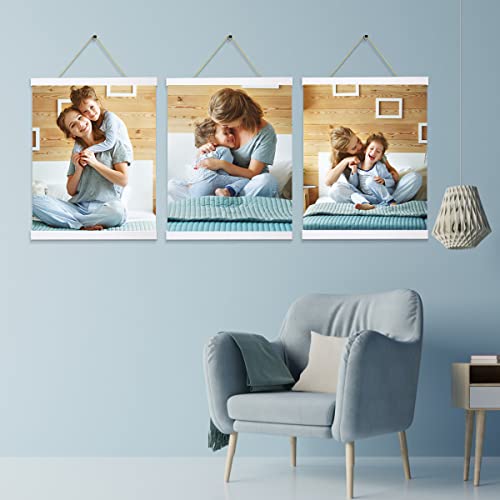 Yk Artwood RIV003 3 Pack Magnetic Poster Hanger Frame White, 8X10 8X12 8X16 Poster Frame Wood Wooden Magnet Print Posters Dowel Scroll Hanger Hangers Hanging Kit thumb #2