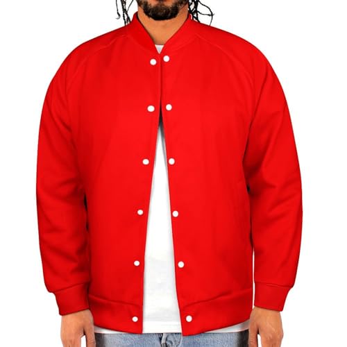 Red Bomber Jacket Men, Casual Varsity Jacket Men, Baseball Bomber Jackets with Pocket