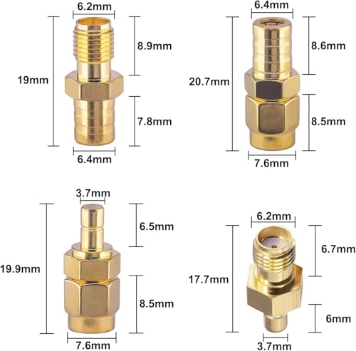 SMB to SMA Antenna Adapter Kit 4 Types Coax Adapter SMB to SMA Male to Female RF Coaxial DAB Aerial Adapter Kits for Sirius XM Satellite Radio Antenna Radio Aerial Car DAB Radio (SMB to SMA)