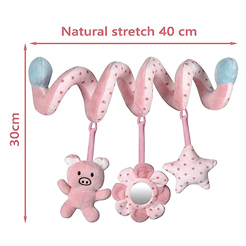 Engage Your Baby with Fun: Pink Pig Spiral Activity Toys for Car Seats & Strollers