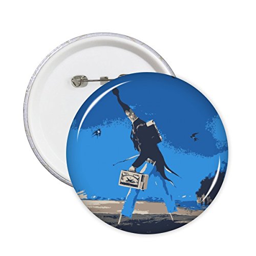 Badge rond motif grotesque dessin animé bleu pour vêtements x5