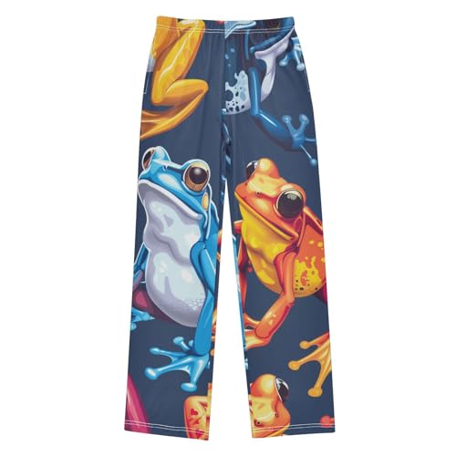 ZZXXB Colorful Frog Boys Long Pants Soft Trousers Elastic Waist Kids Lounge Bottoms with Pockets S-XL