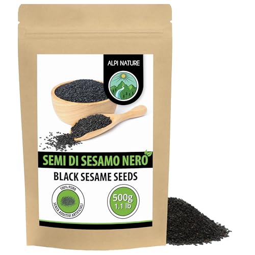 Alpi Nature Semi di Sesamo Nero 500g, Semi di Sesamo Nero Crudi per Cucina e Pasticceria