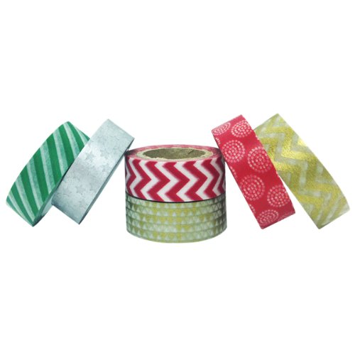 allydrew Festive Holiday Japanese Masking Tape Washi Tape, Set of 6