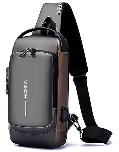 Image of WildHorn AeroShield Waterproof Anti-Theft Sling Bag for Men & Women | Crossbody Chest Shoulder Bag with USB Charging Port | Lightweight, Travel & Daily Use | Adjustable Strap