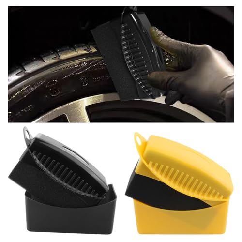2 almohadillas aplicadoras de brillo de neumáticos, aplicadores portátiles de apósito de neumáticos con tapa para pulido de cuidado automotriz, aplicador de brillo de neumáticos reutilizables