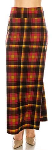 Eevee Women’s Casual Long Maxi Skirts - Basic High Waist Fold Over Soft Floor Length Stretch Casual Regular Plus Size2