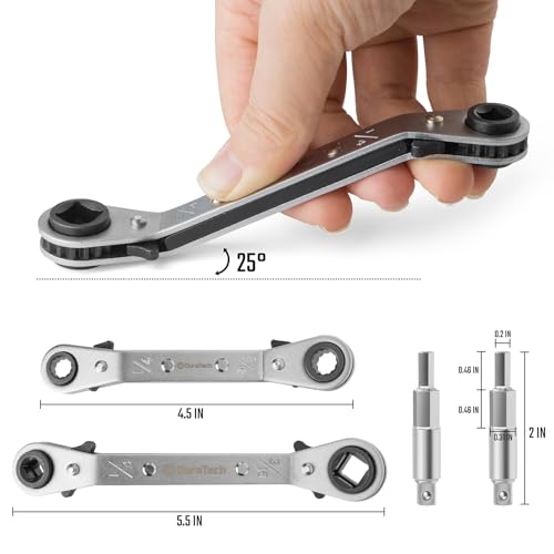 Image of DURATECH HVAC Service Wrench Set, 3 /16 inch, 1 /4 inch, 5 /16 inch, 3 /8 inch | Refrigeration Wrench, Air Conditioning & Refrigeration Equipment, Hex Bit Adapter