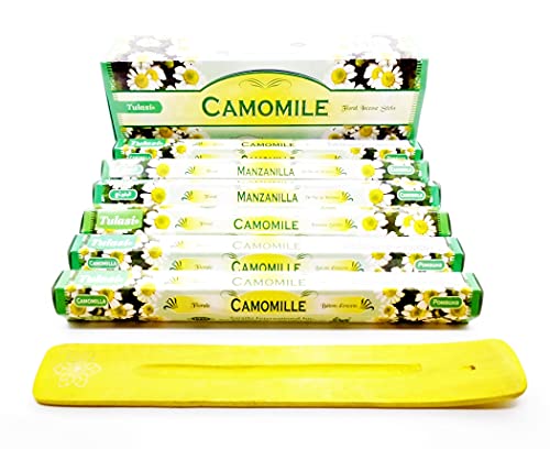 Camomile 120 varitas de Incienso de manzanilla Margarita (Camomile Daisy) varitas Joss 120 Varillas Incienso Fragancia casera Joss Sticks con cenicero