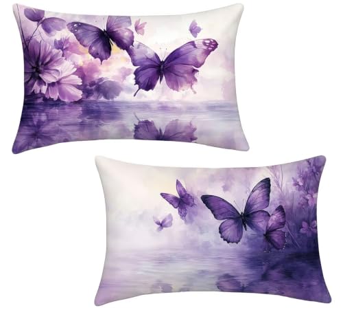 Juego de 2 40x65 Cojines Exterior Animal Cojines Sofa Funda Cojin Lino Funda de Almohada Estanque Cojin Impermeable con Cremallera Oculta, Decoracion Hogar, Decoracion Jardin Exterior x-398