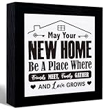 z-crange Inspirational Quotes May Your New Home Be A Place Where Firends Meet Sign Desk Decor,Motivatioanl Canvas Frame Table Sign For Home Office Shelf Desk Decor,Gifts For Housewarming