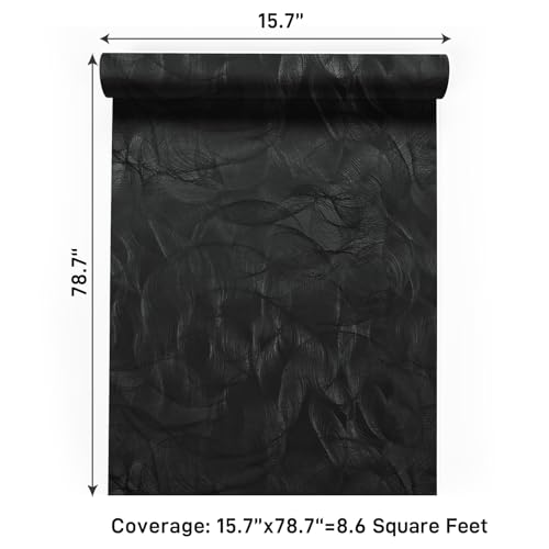 Papel tapiz negro moderno lavable y removible para proteger y decorar gabinetes de cocina 8