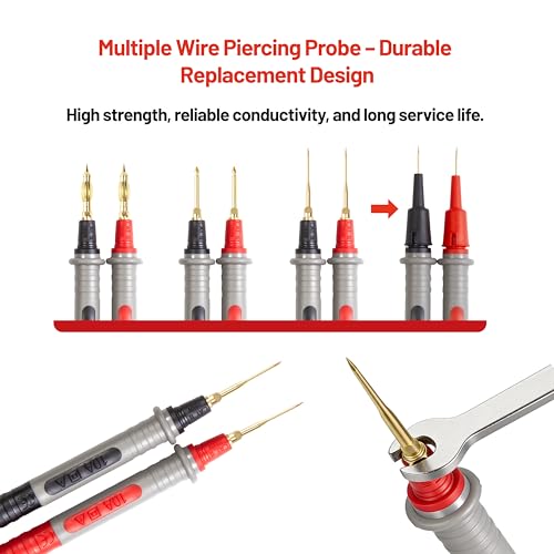 Image of 27-Piece Multimeter Test Leads Kit, Professional Test Lead Set with Gold-Plated Probes, Alligator Clips, Test Hooks, Back Probe Pins for Automotive, Industrial & Home Electrical Testing