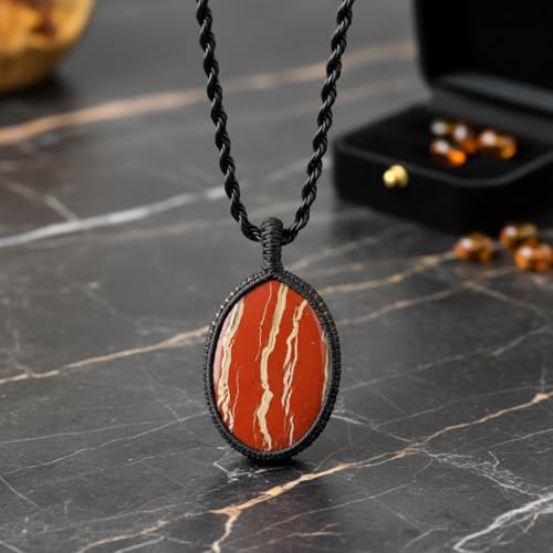 Collier jaspe rouge naturel LKBEADS, cadeau idéal symbole d'énergie - 6