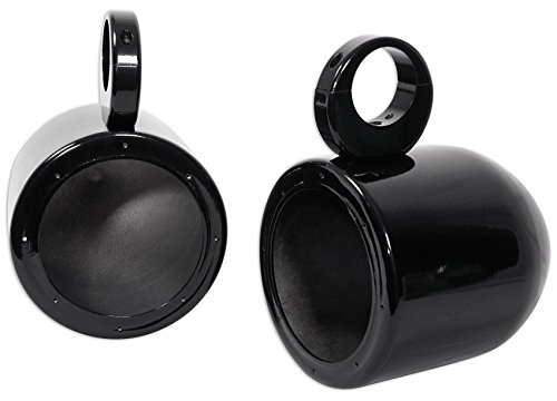 Image of Rockville MAC65B Bundle: (2) 6.5 in Black Aluminum Wakeboard Tower Speaker Pod Enclosures, (2) MAC360B 360 Swivel Surface Mount Clamps, 4-Items