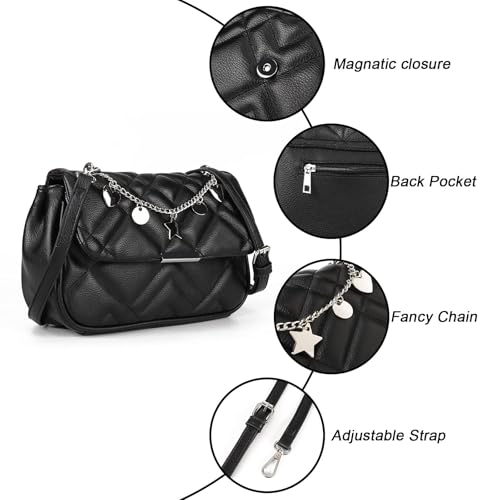 Gladdon Small Quilted Crossbody Bags for Women Shoulder Purses PU Leather Clutch Purse3