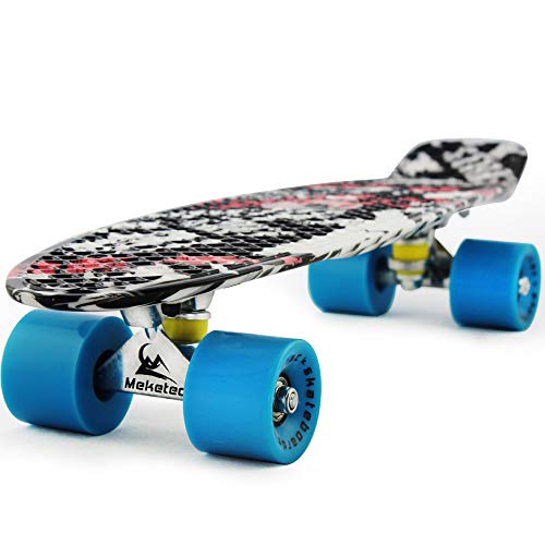 Meketec Skateboards Kids Mini Cruiser Retro Boy Girl Skateboard for Kids Youth Beginners