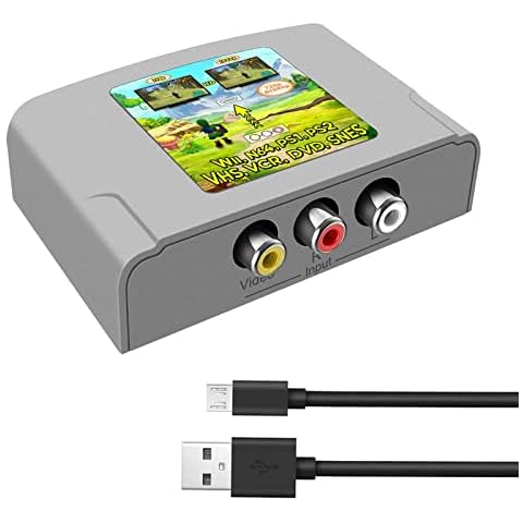 Dingsun RCA to HDMI Converter, V10B Mini RCA/ Composite/ CVBS/ AV to HDMI Video Audio Converter Adapter 720P/1080P Compatible PS2/ WII/ SNES/ N64/ VHS/ VCR/ DVD ect Cover