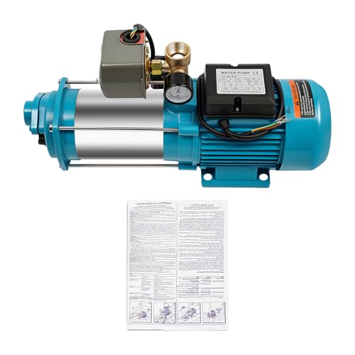 Kreiselpumpe Wasserpumpe Gartenpumpe Wasserwerk Edelstahl Jetpumpe Hauswasserwerk mit Schaltautomatik Druckschalter 1300 Watt 4000 L/h 9,8bar