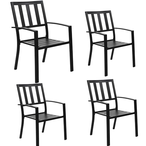 MFSTUDIO 4 Piece Black Metal Outdoor Furniture Patio