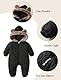 Happy Cherry - Baby Overall Winter mit Kapuze Winter Schneeanzug Mädchen Junge mit Fleecefutter Warme Strampler Neugeborenes Kinder Schneeanzüge mit Reißverschlüssen - 18-24 Monate - Schwarz
