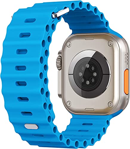 Image of IBS Ultra Seris 8 Smart Watch Men Two Watch NFC Door Unlock Smartwatch Bluetooth Call Wireless Charge Fitness Bracelet (Ultra Sky Blue Rubber Strap(SBRS))