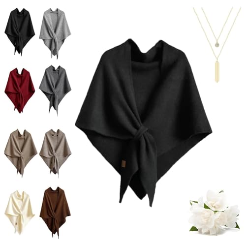 Women's Solid Color Shawl Wraps, Shawl Poncho Wraps for Women, Casual Soft Knitted Scarf Cape for Daily Wear