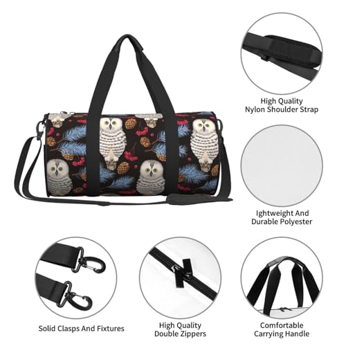Large Duffle Bag for Travel - Pinecone Owl White Gym Bag for Women Men, Foldable Travel Bags for Women Men with Zippered Multiple Pockets3