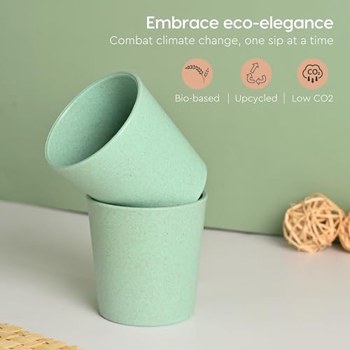 Image of Eha Earth-Friendly Unbreakable Drinking Glass Set of 4 for Water and Juice | 180 ml Each | Tumblers for Kids Made with Rice Husk Biocomposite| Microwave Safe | for Hot & Cold | Multicolor
