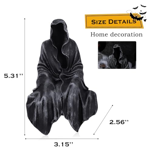 Estatua gótica de resina figura sentada con túnica negra sin rostro miniatura 2