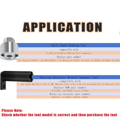 Image of 91-31107T Shift Shaft Bushing Tool and 91-43506 Drive Shaft Bearing Removal and Installation Threaded Wrench Tool Fit for Mercury Outboard