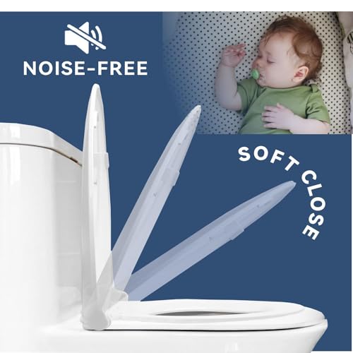 Image of JINGZE Round Toddler Toilet Seat Adult /Child,Built-In Potty Training Seat, Soft Quiet Close Non-Slip Seat, Easy to Install & Clean,Magnetic Kids Seat and Cover,White
